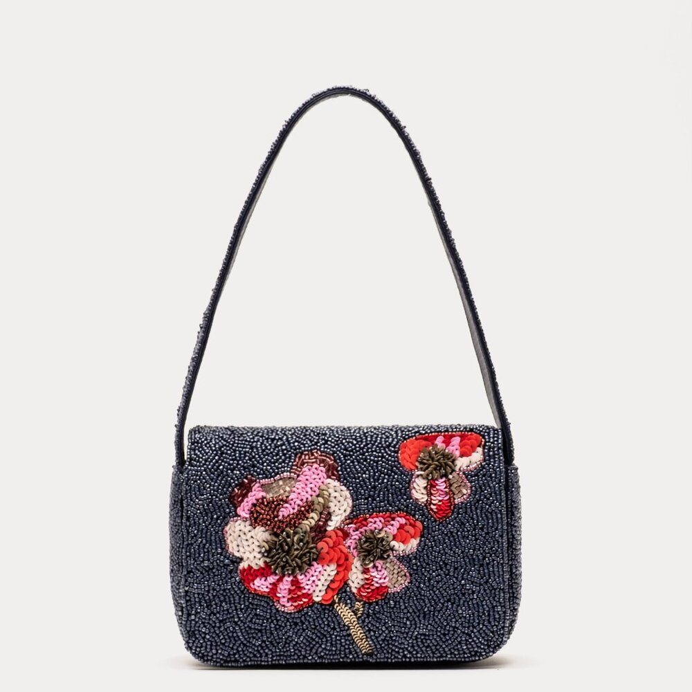 Frances Valentine Tini Beaded Bag - Paradise Poppy Navy/Multi